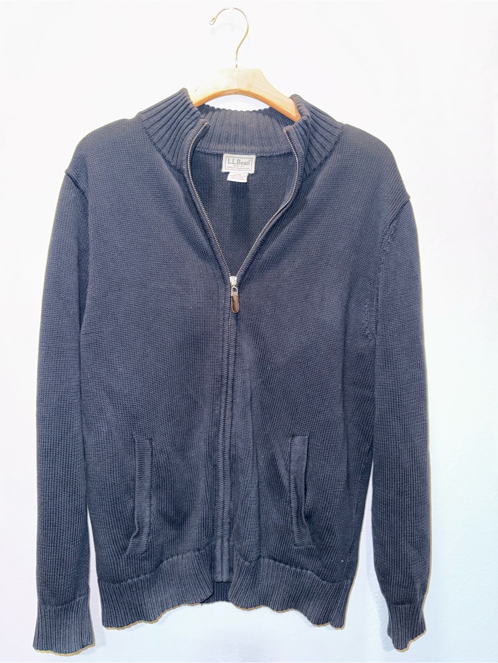 L.L.Bean 100% Cotton Full-Zip Cardigan Sweater – Navy – Medium